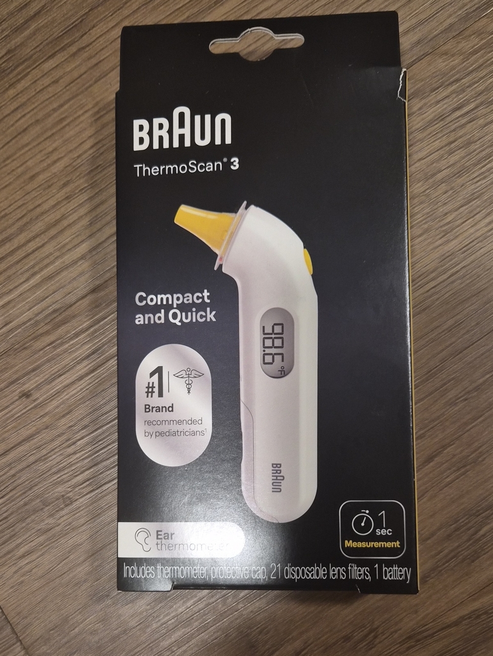 Braun ThermoScan 3 Ear Thermometer - White with Yellow Tip